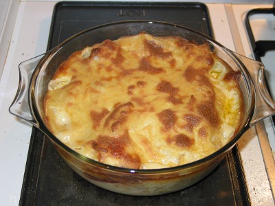 Cauliflower cheese made with our "cheese" sauce!